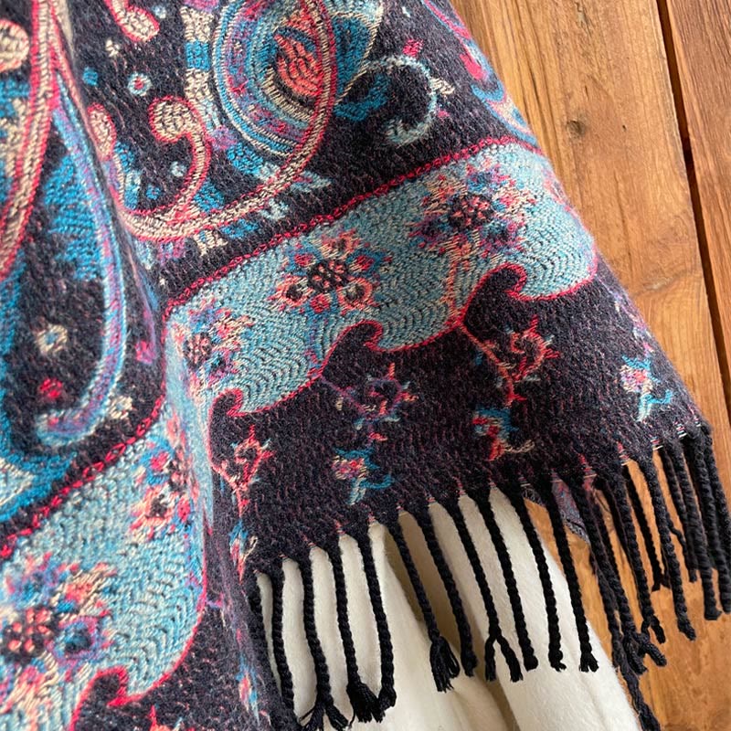 Buddha Stones Tibetan Cashew Flower Tassel Shawl Fall Winter Cozy Travel Scarf Wrap - image 24