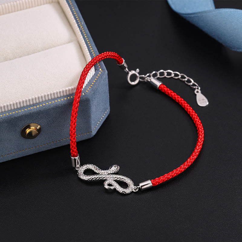 Buddha Stones 999 Sterling Silver Year Of Snake Red String Protection Braided Bracelet - image 2