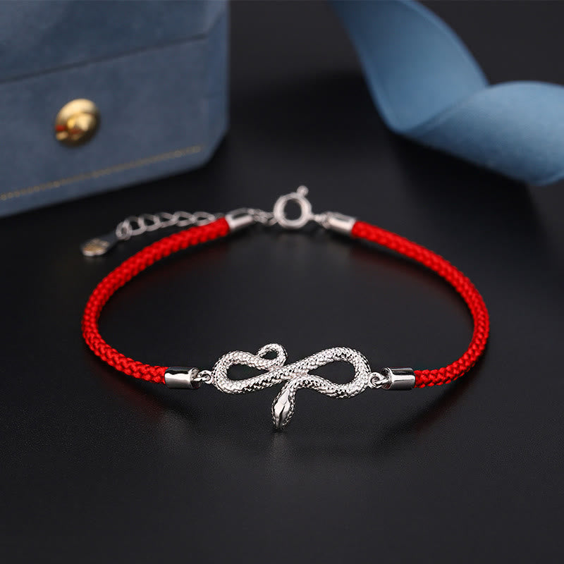 Buddha Stones 999 Sterling Silver Year Of Snake Red String Protection Braided Bracelet - image 1