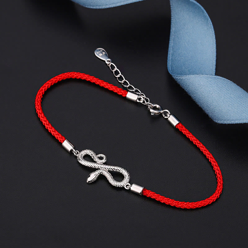 Buddha Stones 999 Sterling Silver Year Of Snake Red String Protection Braided Bracelet - image 3