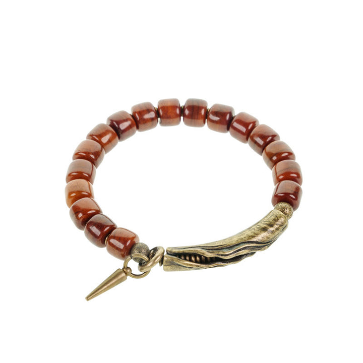 Buddha Stones Bone Beads Copper Cone Pendant Strength Bracelet - image 10