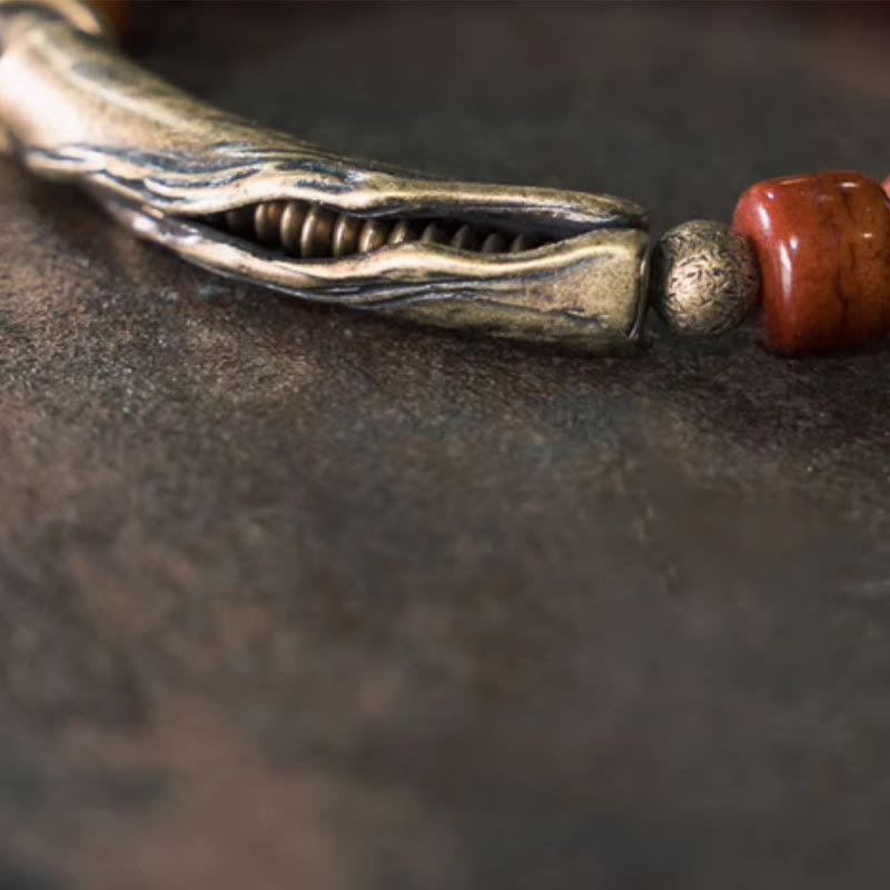 Buddha Stones Bone Beads Copper Cone Pendant Strength Bracelet - image 7