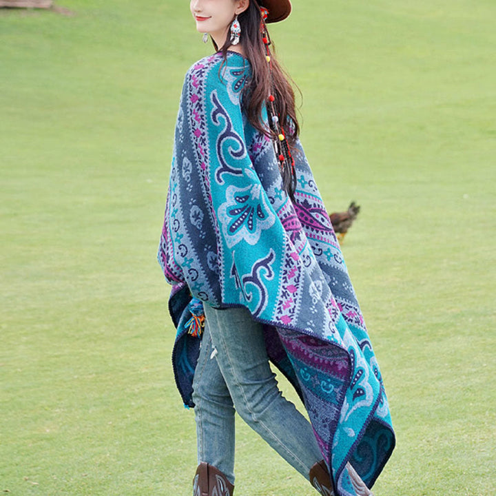 Buddha Stones Tibetan Geometric Horizontal Stripe Flowers Pattern Shawl Fall Winter Warm Soft Scarf Wrap - image 2