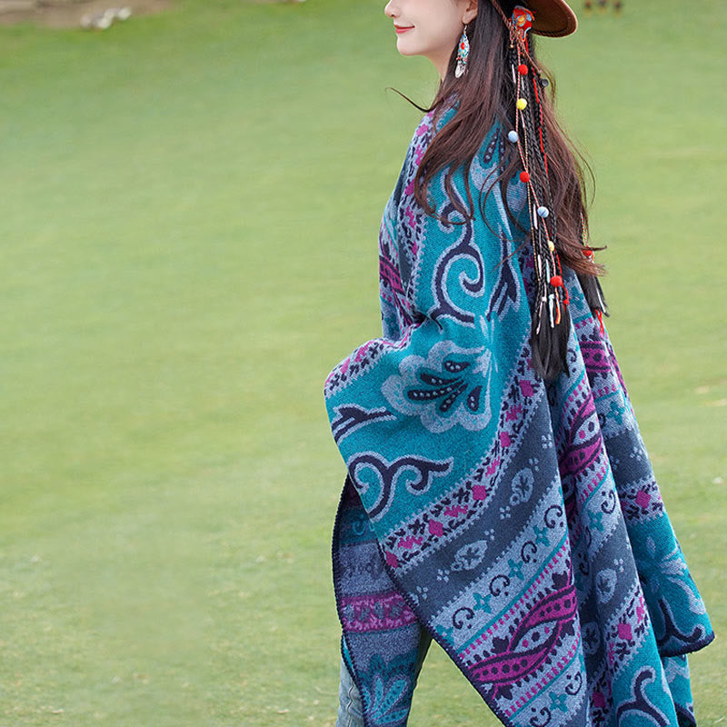 Buddha Stones Tibetan Geometric Horizontal Stripe Flowers Pattern Shawl Fall Winter Warm Soft Scarf Wrap - image 11