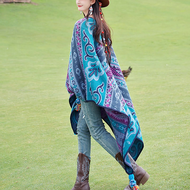 Buddha Stones Tibetan Geometric Horizontal Stripe Flowers Pattern Shawl Fall Winter Warm Soft Scarf Wrap - image 10