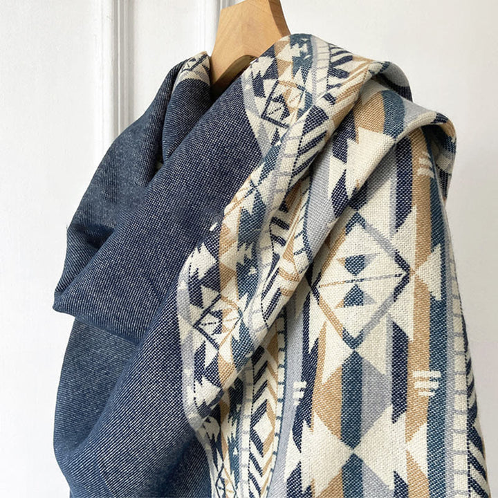 Buddha Stones Tibetan Geometric Rhombus Pattern Tassels Shawl Fall Winter Warm Cozy Scarf Wrap - image 13