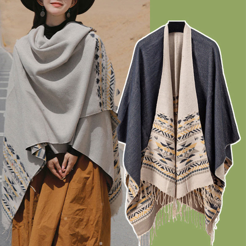 Buddha Stones Tibetan Geometric Rhombus Pattern Tassels Shawl Fall Winter Warm Cozy Scarf Wrap - image 11