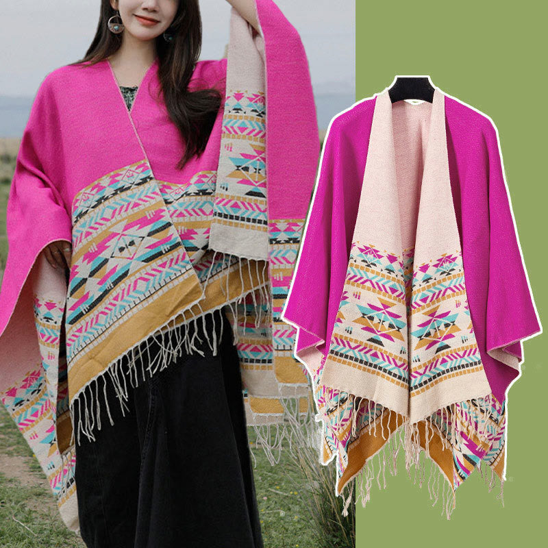 Buddha Stones Tibetan Geometric Rhombus Pattern Tassels Shawl Fall Winter Warm Cozy Scarf Wrap - image 44