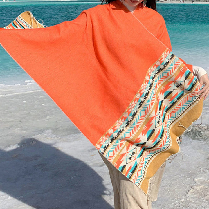 Buddha Stones Tibetan Geometric Rhombus Pattern Tassels Shawl Fall Winter Warm Cozy Scarf Wrap - image 36