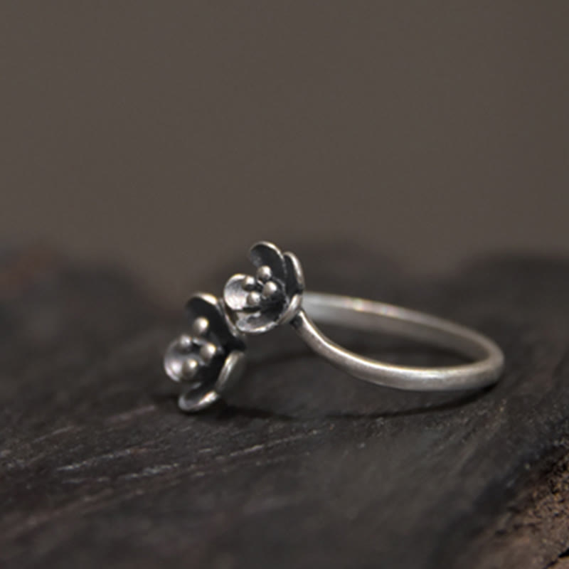 Buddha Stones 925 Sterling Silver Flowers Ring - image 4