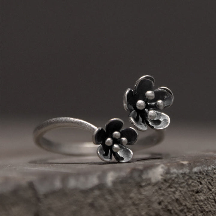 Buddha Stones 925 Sterling Silver Flowers Ring - 925 Sterling Silver(Circumference: 46.9mm) - image 0