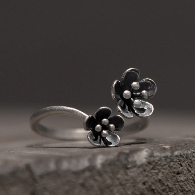 Buddha Stones 925 Sterling Silver Flowers Ring - 925 Sterling Silver(Circumference: 46.9mm) - image 0