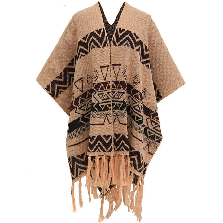 Buddha Stones Tibetan Wave Stripe Geometry Tassels Shawl Fall Winter Cozy Scarf Wrap - DarkGoldenrod - 90*140cm - image 29
