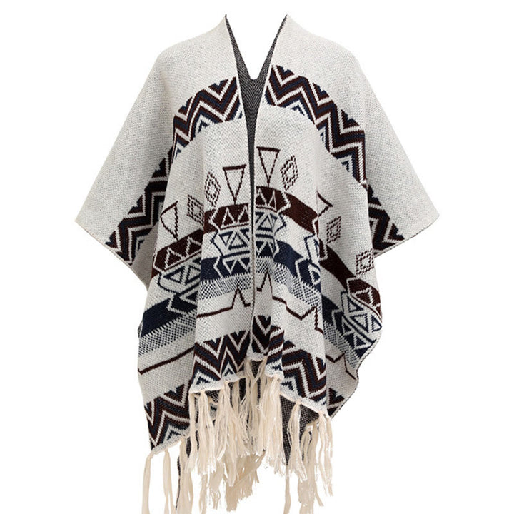 Buddha Stones Tibetan Wave Stripe Geometry Tassels Shawl Fall Winter Cozy Scarf Wrap - image 21