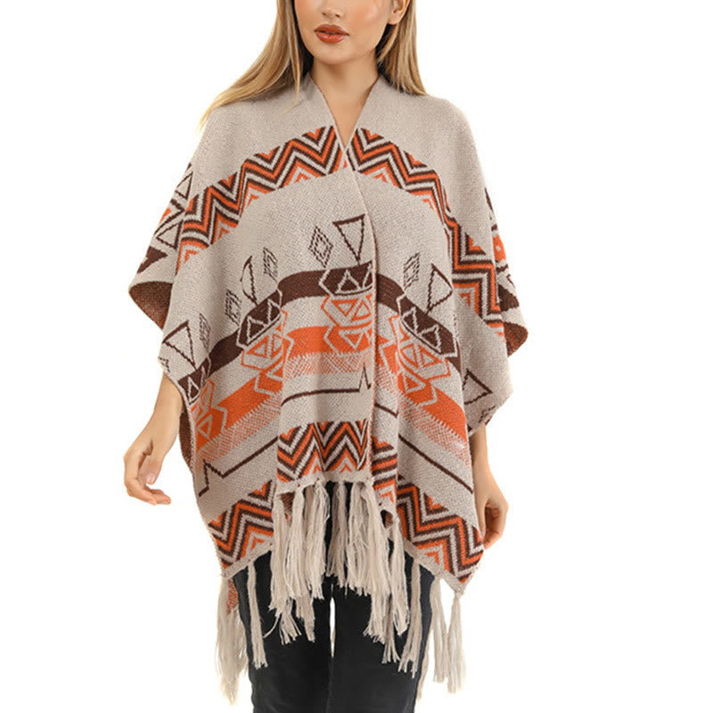 Buddha Stones Tibetan Wave Stripe Geometry Tassels Shawl Fall Winter Cozy Scarf Wrap - image 25