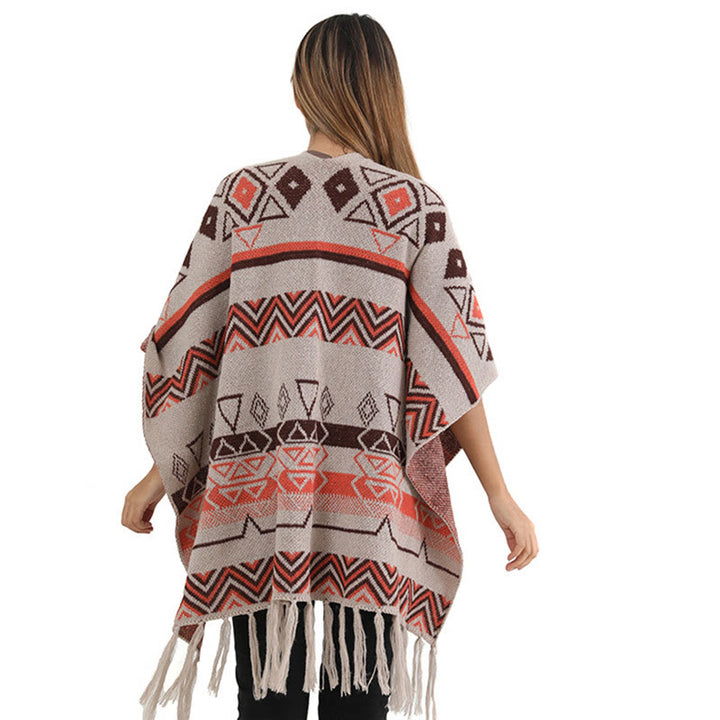 Buddha Stones Tibetan Wave Stripe Geometry Tassels Shawl Fall Winter Cozy Scarf Wrap - image 27