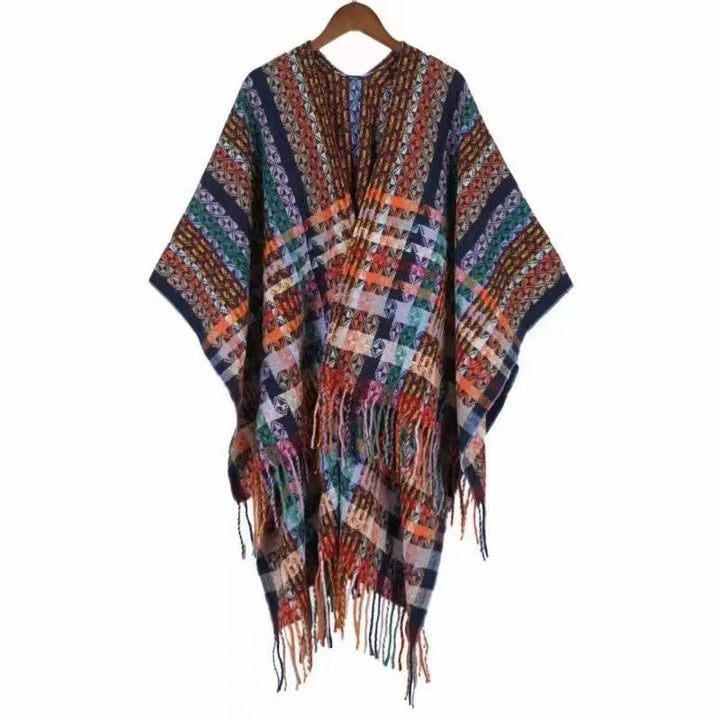 Buddha Stones Tibetan Colorful Stripe Geometry Tassels Shawl Fall Winter Soft Scarf Wrap - Sienna - 130*150cm - image 23