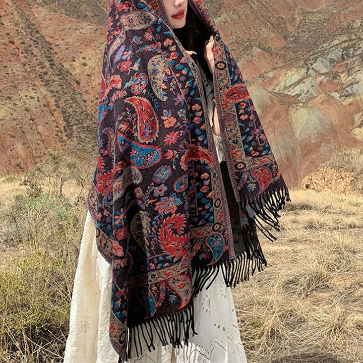 Buddha Stones Tibetan Cashew Flowers Leaves Vine Tassels Shawl Fall Winter Soft Cozy Scarf Wrap - image 28