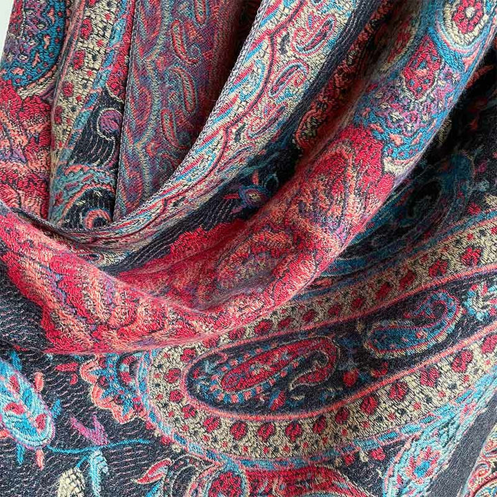 Buddha Stones Tibetan Cashew Peony Flowers Vine Tassels Shawl Fall Winter Cozy Scarf Wrap - image 14