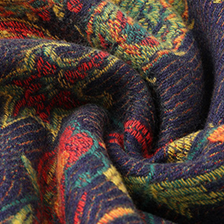 Buddha Stones Tibetan Cashew Peony Flowers Vine Tassels Shawl Fall Winter Cozy Scarf Wrap - image 7