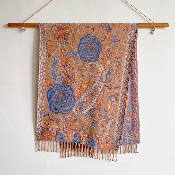 Buddha Stones Tibetan Cashew Peony Flowers Vine Tassels Shawl Fall Winter Cozy Scarf Wrap - image 31