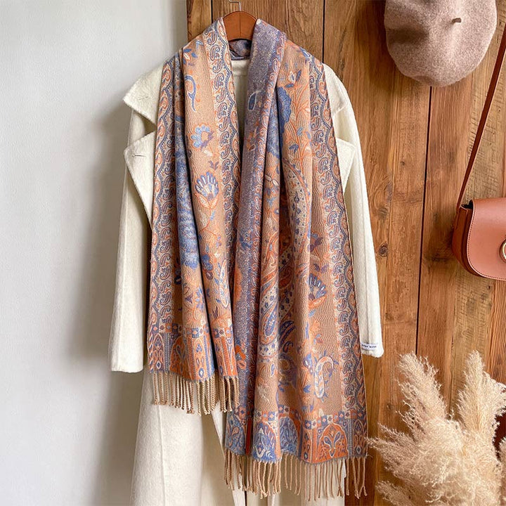 Buddha Stones Tibetan Cashew Peony Flowers Vine Tassels Shawl Fall Winter Cozy Scarf Wrap - image 30