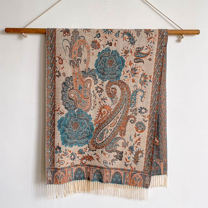 Buddha Stones Tibetan Cashew Peony Flowers Vine Tassels Shawl Fall Winter Cozy Scarf Wrap - image 33