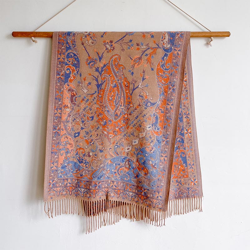 Buddha Stones Tibetan Cashew Flowers Vine Pattern Tassels Shawl Fall Winter Soft Scarf Wrap - image 23