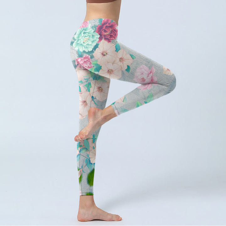 Buddha Stones Colorful Peony Flowers Print Gym Fitness Leggings Women's Yoga Pants - image 3