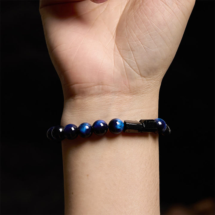 Buddha Stones Blue Tiger Eye Black Tourmaline Strength Bracelet - image 6