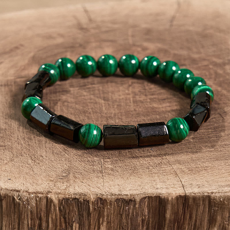 Buddha Stones Malachite Black Tourmaline Purity Bracelet - image 1