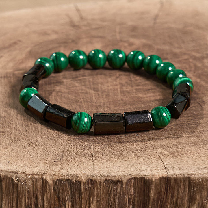 Buddha Stones Malachite Black Tourmaline Purity Bracelet - image 1