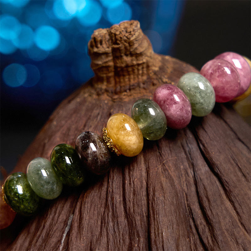 Buddha Stones "Wishing You Joy in Every Color" Tourmaline Jade Bracelet Includes Gift Message Card - image 5