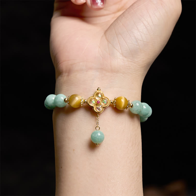 Buddha Stones Jade Yellow Tiger Eye Prosperity Bracelet - image 7