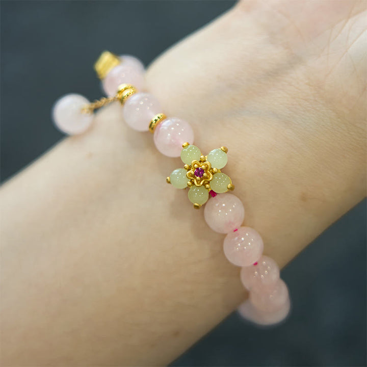 Buddha Stones Pink Crystal Citrine Flower Warmth Bracelet - image 5