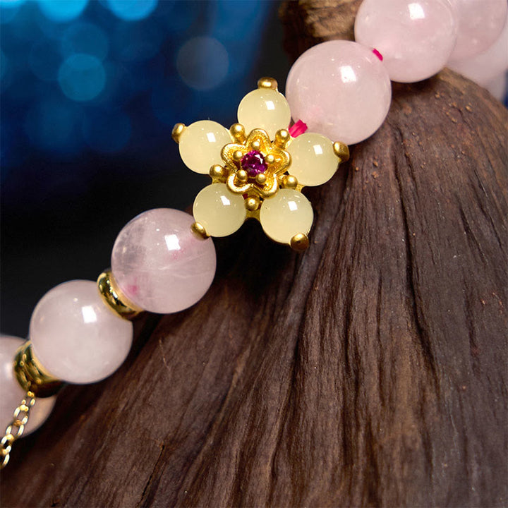 Buddha Stones Pink Crystal Citrine Flower Warmth Bracelet - image 3