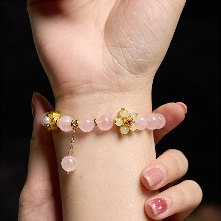 Buddha Stones Pink Crystal Citrine Flower Warmth Bracelet - image 7