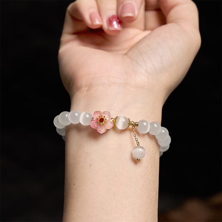 Buddha Stones Chrysoberyl Cat's Eye Pink Flowers Support Bracelet - image 6
