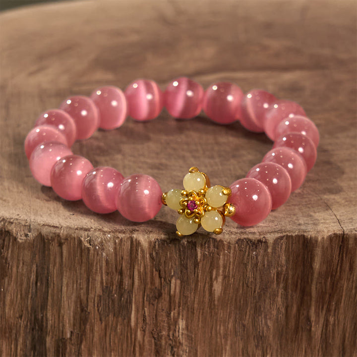 Buddha Stones Cat's Eye Chrysoberyl Flower Love Bracelet - image 21