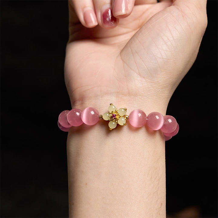 Buddha Stones Cat's Eye Chrysoberyl Flower Love Bracelet - image 30
