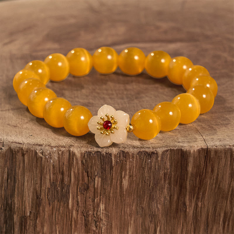 Buddha Stones Cat's Eye Chrysoberyl Flower Love Bracelet - image 17