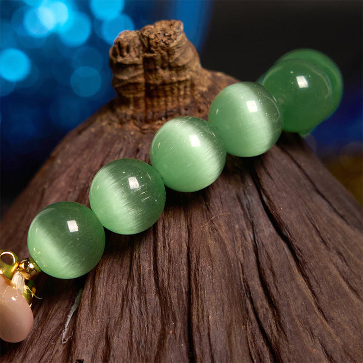 Buddha Stones Cat's Eye Chrysoberyl Flower Love Bracelet - image 13