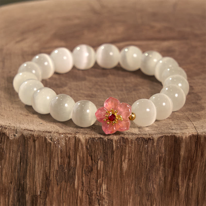Buddha Stones Cat's Eye Chrysoberyl Flower Love Bracelet - image 2