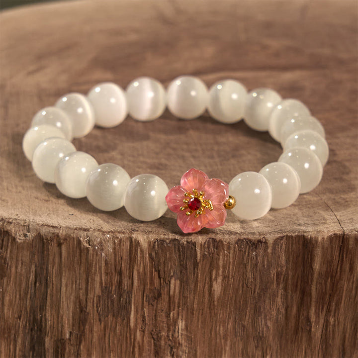 Buddha Stones Cat's Eye Chrysoberyl Flower Love Bracelet - image 2