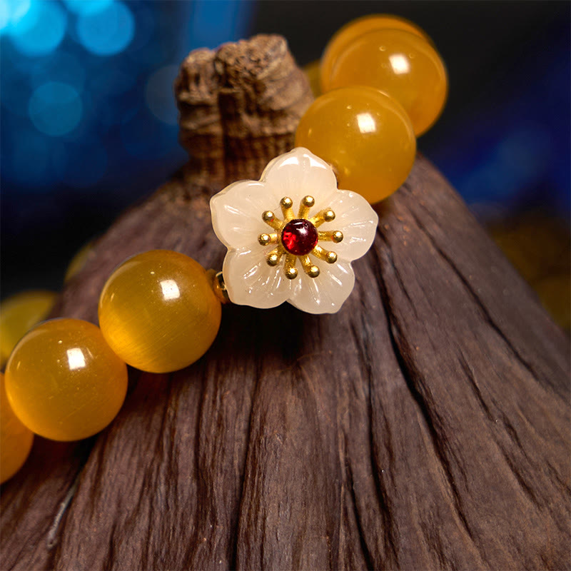 Buddha Stones Cat's Eye Chrysoberyl Flower Love Bracelet - image 19