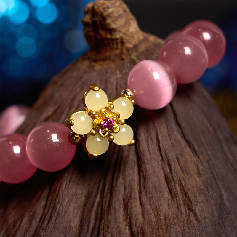 Buddha Stones Cat's Eye Chrysoberyl Flower Love Bracelet - image 22