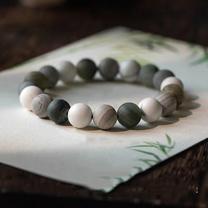 Buddha Stones White Turquoise Picasso Jasper Green Calcite Blessing Bracelet - image 9