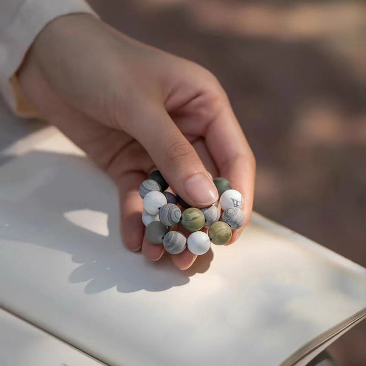 Buddha Stones White Turquoise Picasso Jasper Green Calcite Blessing Bracelet - image 10