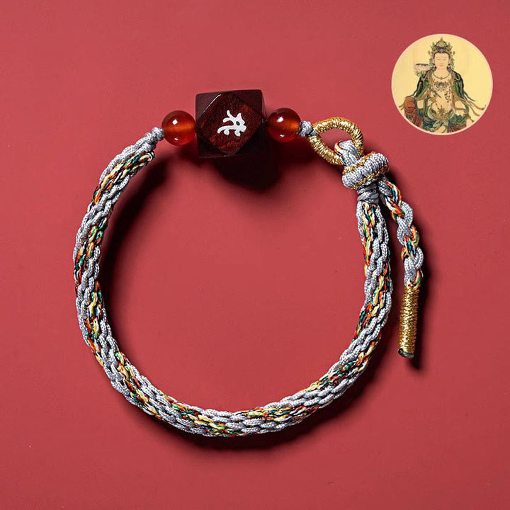 Buddha Stones Chinese Zodiac Natal Buddha Small Leaf Red Sandalwood Red String Protection Bracelet - Horse-Mahasattva Bodhisattva - image 11