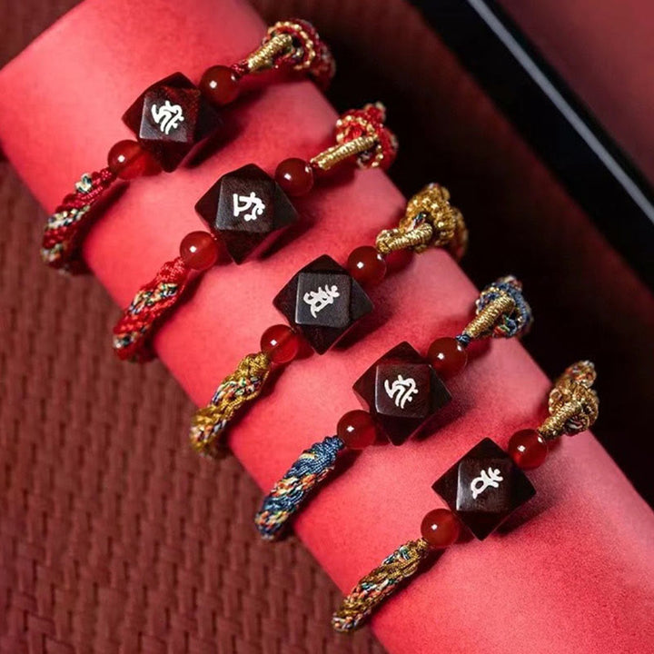 Buddha Stones Chinese Zodiac Natal Buddha Small Leaf Red Sandalwood Red String Protection Bracelet - image 22
